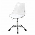 Chaise de bureau - Coque transparente et coussin blanc - L 52 x P 52 x H 88 cm - RONNY