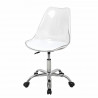 Chaise de bureau - Coque transparente et coussin blanc - L 52 x P 52 x H 88 cm - RONNY