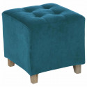 Pouf en velours Duck Leandre - bleu canard- L 35 x P 33,5 x H 35 cm