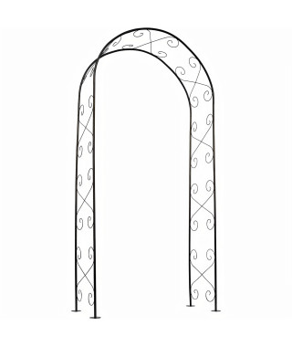 NATURE Pergola acier galvanisé laqué époxy noir décor volutes - H230 x 100 x 37 cm