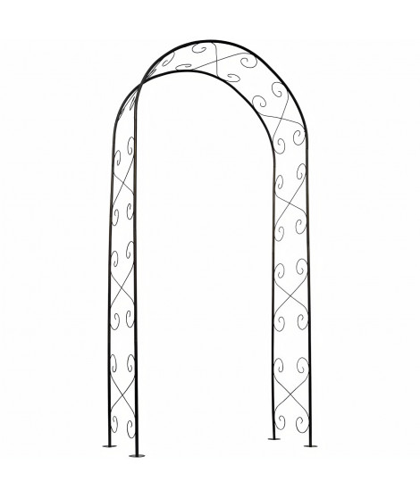 NATURE Pergola acier galvanisé laqué époxy noir décor volutes - H230 x 100 x 37 cm