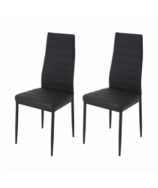 Lot de 2 chaises - Simili noir - L 42 x P 49 x H 97 cm - JIM