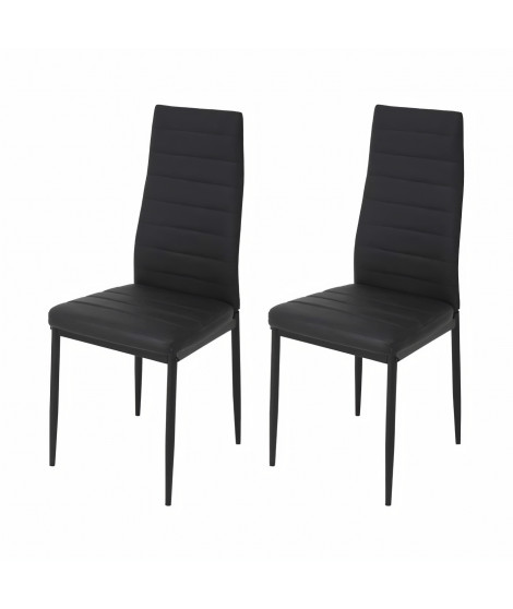 Lot de 2 chaises - Simili noir - L 42 x P 49 x H 97 cm - JIM