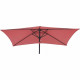 Parasol droit rectangulaire 1,4 x 2,10 m - inclinable & avec manivelle - Mat aluminium et toile polyester 160g - Rouge