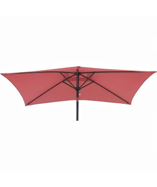 Parasol droit rectangulaire 1,4 x 2,10 m - inclinable & avec manivelle - Mat aluminium et toile polyester 160g - Rouge