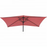 Parasol droit rectangulaire 1,4 x 2,10 m - inclinable & avec manivelle - Mat aluminium et toile polyester 160g - Rouge