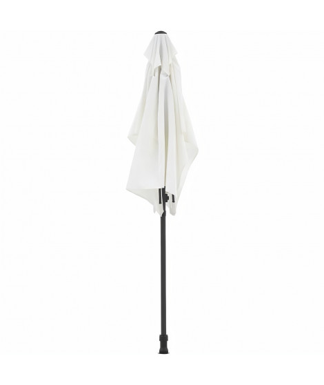 Parasol droit rectangulaire 1,4 x 2,10 m - inclinable & avec manivelle - Mat aluminium et toile polyester 160g - Blanc