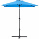 Parasol droit rond diam 2,5 m - inclinable & avec manivelle - Mât aluminium et toile polyester 160g - Bleu