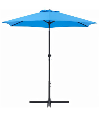 Parasol droit rond diam 2,5 m - inclinable & avec manivelle - Mât aluminium et toile polyester 160g - Bleu