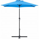 Parasol droit rond diam 2,5 m - inclinable & avec manivelle - Mât aluminium et toile polyester 160g - Bleu