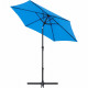 Parasol droit rond diam 2,5 m - inclinable & avec manivelle - Mât aluminium et toile polyester 160g - Bleu