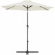 Parasol droit rond diam 2,5 m - inclinable & avec manivelle - Mât aluminium et toile polyester 160g - Ecru