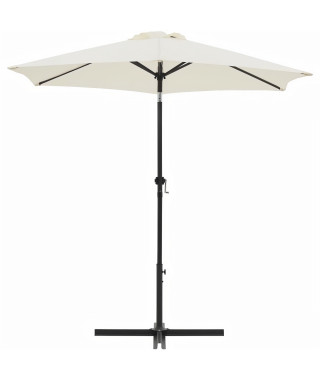 Parasol droit rond diam 2,5 m - inclinable & avec manivelle - Mât aluminium et toile polyester 160g - Ecru