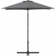 Parasol droit rond diam 2,5 m - inclinable & avec manivelle - Mât aluminium et toile polyester 160g - Gris