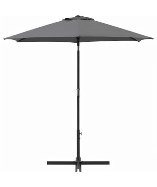 Parasol droit rond diam 2,5 m - inclinable & avec manivelle - Mât aluminium et toile polyester 160g - Gris