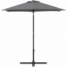 Parasol droit rond diam 2,5 m - inclinable & avec manivelle - Mât aluminium et toile polyester 160g - Gris