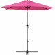 Parasol droit rond diam 2,5 m - inclinable & avec manivelle - Mât aluminium et toile polyester 160g - Rose