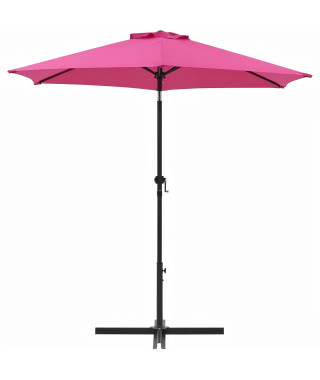 Parasol droit rond diam 2,5 m - inclinable & avec manivelle - Mât aluminium et toile polyester 160g - Rose