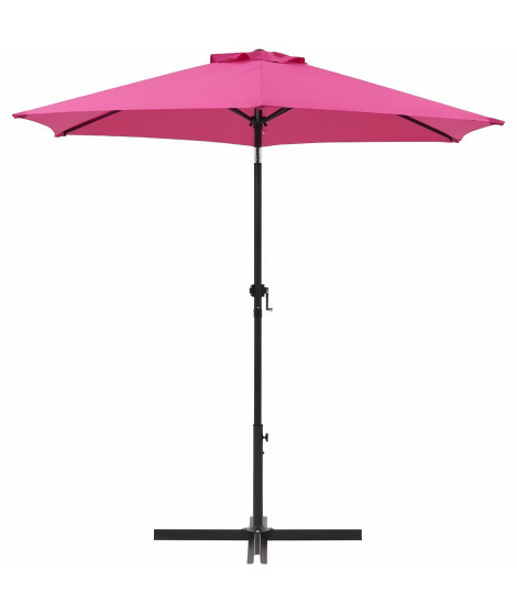 Parasol droit rond diam 2,5 m - inclinable & avec manivelle - Mât aluminium et toile polyester 160g - Rose