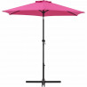 Parasol droit rond diam 2,5 m - inclinable & avec manivelle - Mât aluminium et toile polyester 160g - Rose