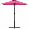 Parasol droit rond diam 2,5 m - inclinable & avec manivelle - Mât aluminium et toile polyester 160g - Rose