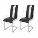 Lot de 2 chaises - Simili blanc et noir - L 55 x P 45 x H 99 cm - LEON