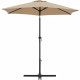 Parasol droit rond diam 2,5 m - inclinable & avec manivelle - Mât aluminium et toile polyester 160g - Taupe