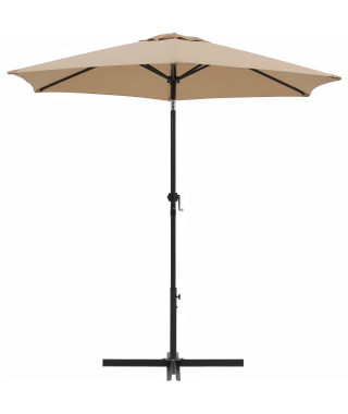 Parasol droit rond diam 2,5 m - inclinable & avec manivelle - Mât aluminium et toile polyester 160g - Taupe