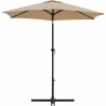 Parasol droit rond diam 2,5 m - inclinable & avec manivelle - Mât aluminium et toile polyester 160g - Taupe