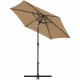 Parasol droit rond diam 2,5 m - inclinable & avec manivelle - Mât aluminium et toile polyester 160g - Taupe