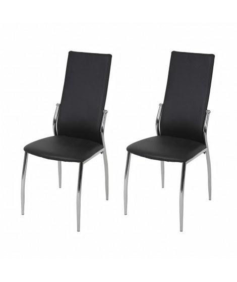 Lot de 2 chaises - Simili noir - L 44 x P 54 x H 100 cm - PHIL