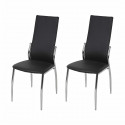 Lot de 2 chaises - Simili noir - L 44 x P 54 x H 100 cm - PHIL