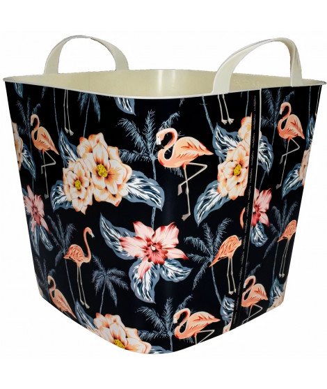 LIFE STORY Panier flexible a linge IML - 25 L - Décor Flamingo