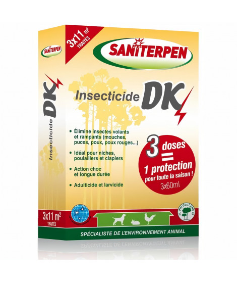 SANITERPEN Insecticide concentré DK - Pour les logements, matériels d'élevage et de transport des animaux domestiques - 3x60 ml