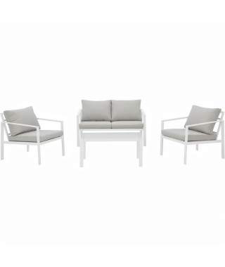 Salon de jardin FIRA - En Aluminium - 4 personnes avec coussins