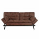 ZORA Banquette convertible clic-clac 3 places - Simili Marron et pieds en métal  - L 188 x P 88 x H 88 cm