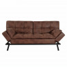 ZORA Banquette convertible clic-clac 3 places - Simili Marron et pieds en métal  - L 188 x P 88 x H 88 cm