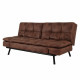 ZORA Banquette convertible clic-clac 3 places - Simili Marron et pieds en métal  - L 188 x P 88 x H 88 cm