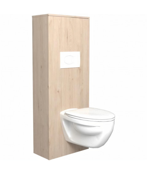 SWEAT Aménagement pour WC - Décor Chene Jackson et blanc mat - L 53 x P 27 x 140 cm