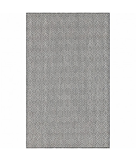 NAZAR Tapis d'extérieur et d'intérieur résistant aux UV, tissé plat - Noir et blanc - 120 x 160 cm