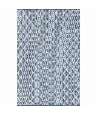 NAZAR Tapis d'extérieur et d'intérieur résistant aux UV, tissé plat - bleu et blanc - 120 x 160 cm