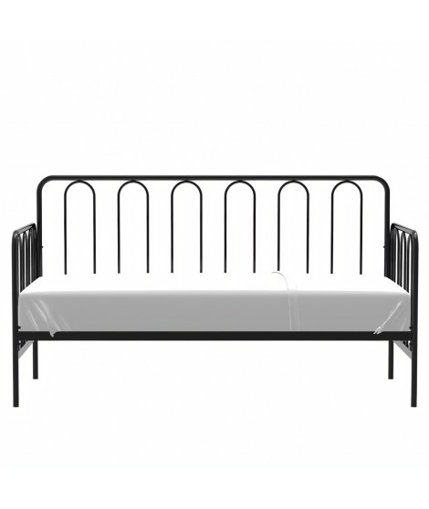 Lit banquette en métal laqué époxy - Noir - Sommier inclus - 90x190cm - ARCHI