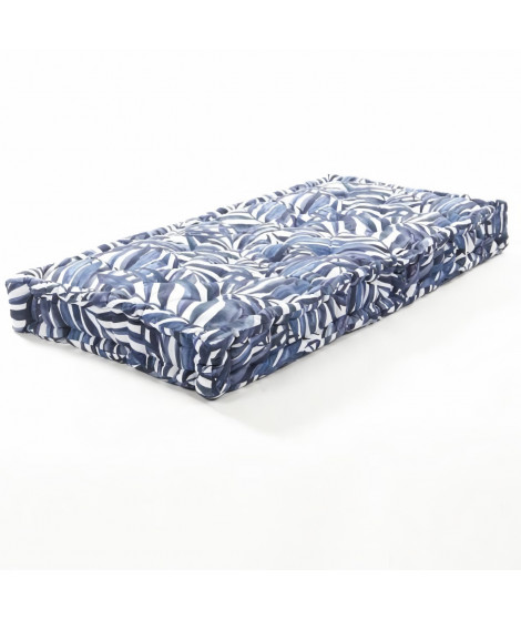 COTTON WOOD Matelas de sol coton imprimé - 60 x 120 x 15 cm - Blue Palm