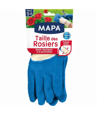 MAPA - Taille des Rosiers - Gants de Jardinage Textile 100% Coton - Anti-Perforation - Idéal taille des épineux - Bleus - Tai…