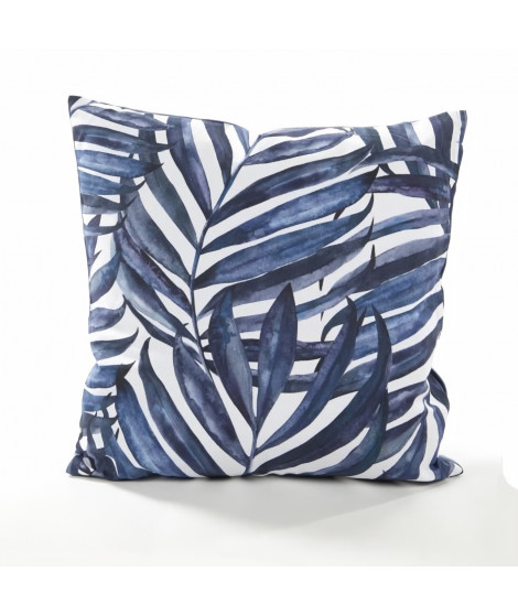 COTTON WOOD Coussin Déco coton imprimé - 45 x 45 cm - Blue Palm