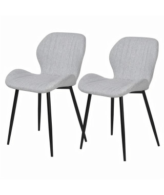 Lot de 2 chaises - Tissu gris - Pieds métal - L 51 x P 49 x H 49 cm