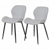 Lot de 2 chaises - Tissu gris - Pieds métal - L 51 x P 49 x H 49 cm