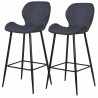 Lot de 2 tabourets de bar - Tissu gris anthracite - Pieds métal - L 51 x P 41 x H 75 cm