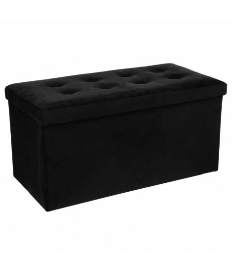 Pouf pliable double Lysandre en velours - Noir - L 75,7 x P 37,5 x H 38 cm