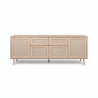 Buffet 4 portes 2 tiroirs  - Décor chene sonoma - L 180 x P 40 x H 71 cm - BALI